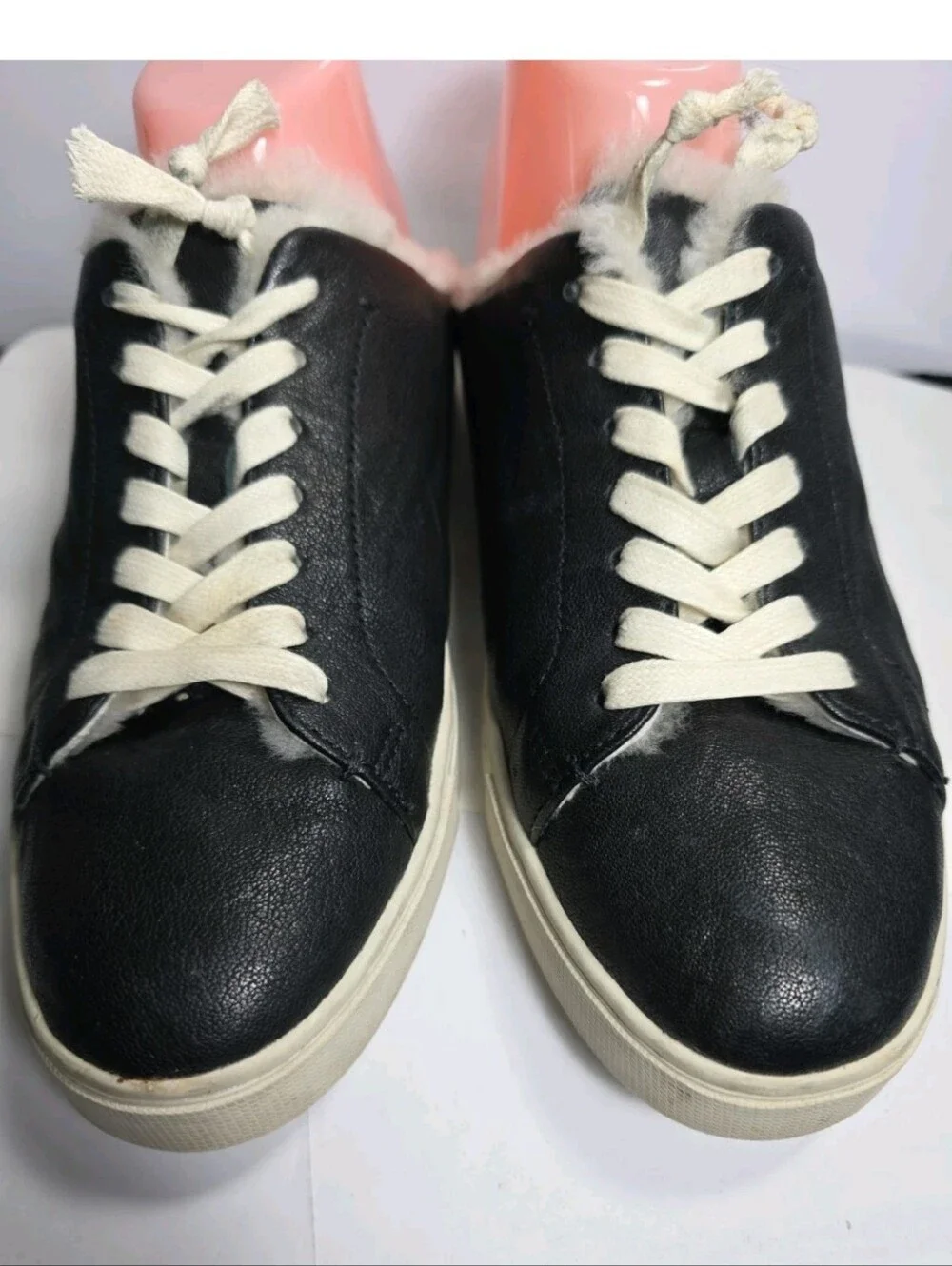 Frye Ivy Shearling Low Lace Sneaker Black Women's Size 8.5 Anthracite